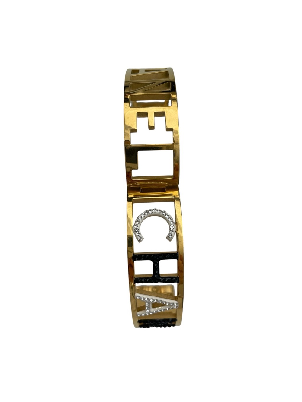✨ Gold-Tone Logo Cutout Crystal Bangle Bracelet ✨ - Picture 6 of 7